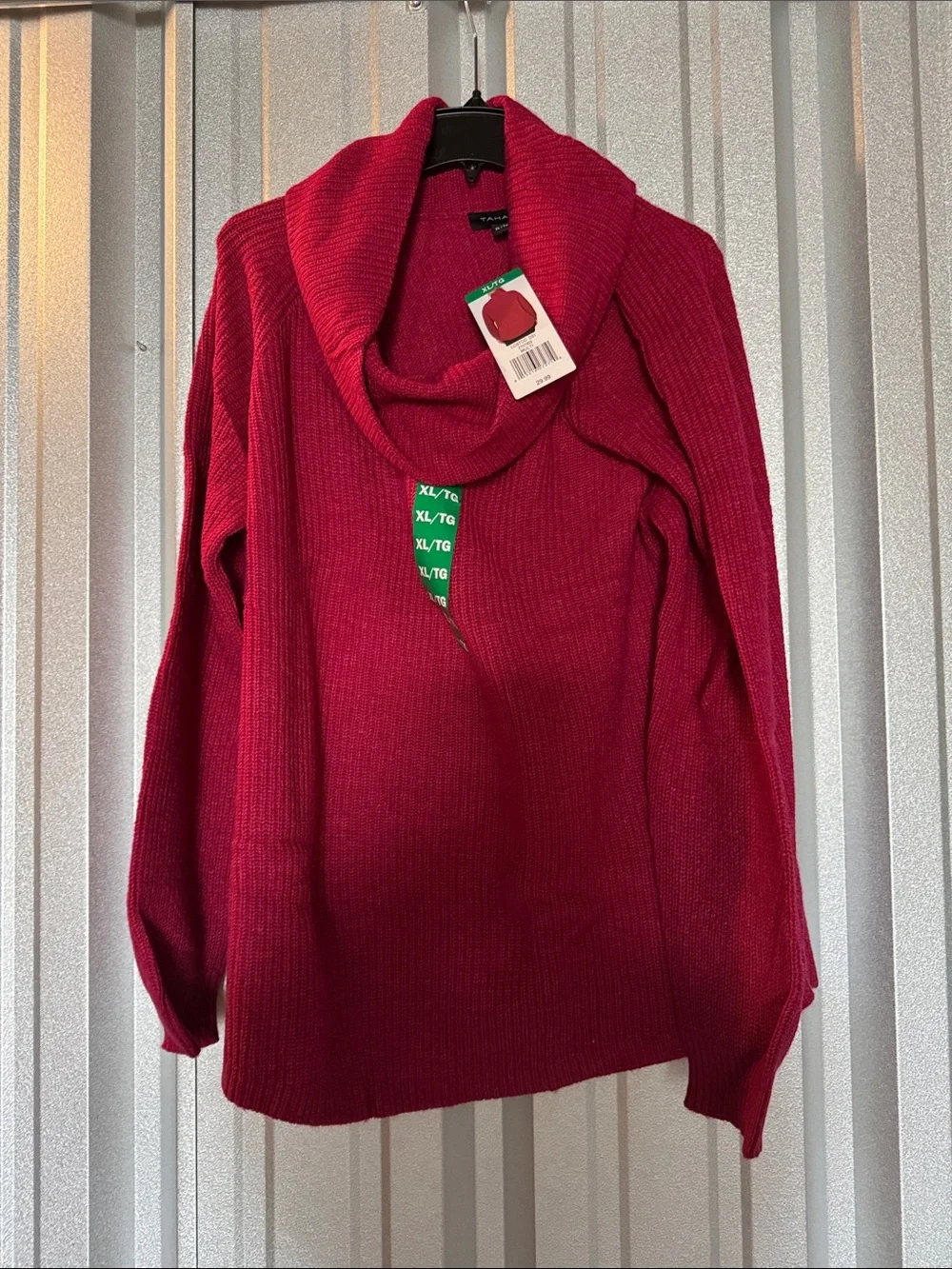 Tahari Cream Cowl Neck Ribbed Sweater - Picture 2 of 2